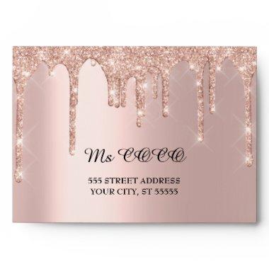 Rose Blush Drips Wedding Sweet Corporate Peek Envelope