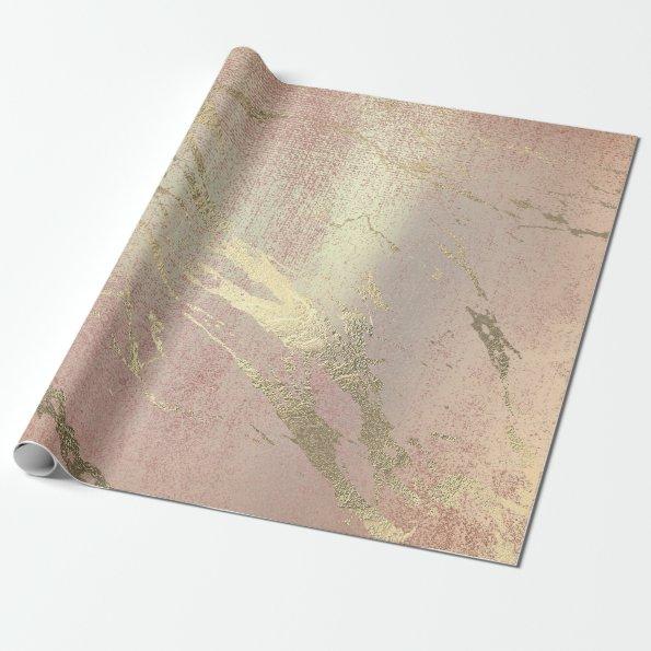 Rose Blush Foxier Skin Gold Marble Shiny VIP Wrapping Paper