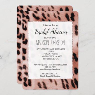 Rose Blush Pink White Leopard Invitations