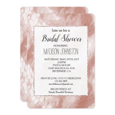 Rose Blush Pink White Snake Skin Invitations