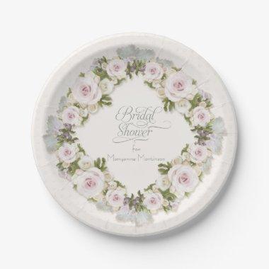 Rose Blush Sage Succulent Greenery  Paper Plates