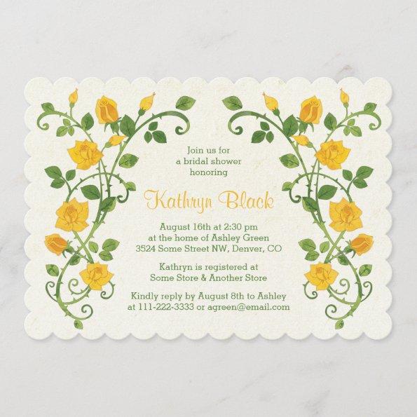 Rose Bridal Shower Invitations | Yellow Watercolor