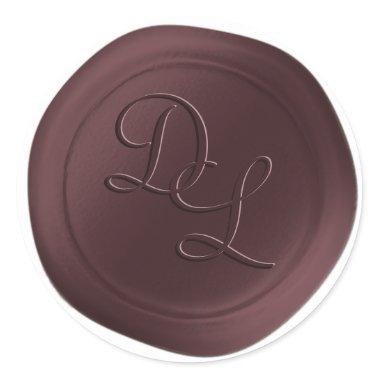 Rose Brown 2 Letter Monogram Wax Seal Stickers