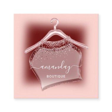 Rose Burgundy Fashion Boutique Shop Cloth Hanger Square Business