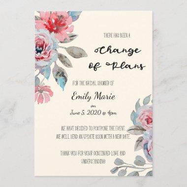 Rose Change of Plans Bridal Shower Invitations