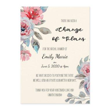 Rose Change of Plans Bridal Shower Invitations