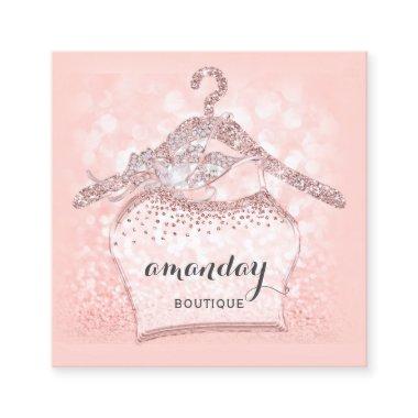 Rose Diamond Cloth Hanger Dress Boutique Square Square Business Invitations