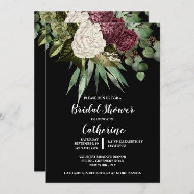 Rose eucalyptus leaves floral greenery chic Invitations