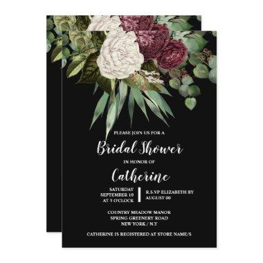 Rose eucalyptus leaves floral greenery chic Invitations