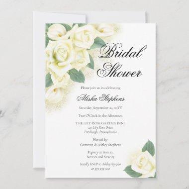 Rose Floral Bouquet Bridal Shower Invitations