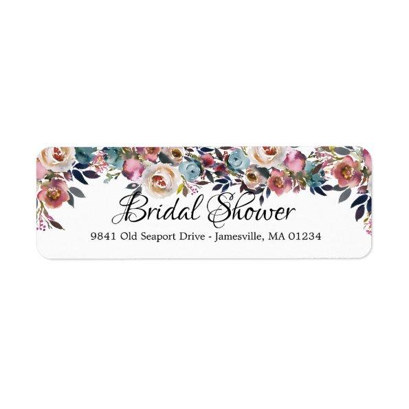 Rose Floral Bridal Shower Return Address Labels