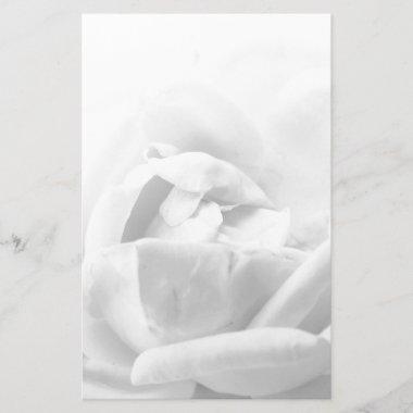 Rose Flower Floral Black And White Simple Blank Stationery