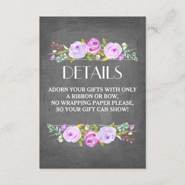 Rose Garden Bridal Shower Gift Wrap Insert Card