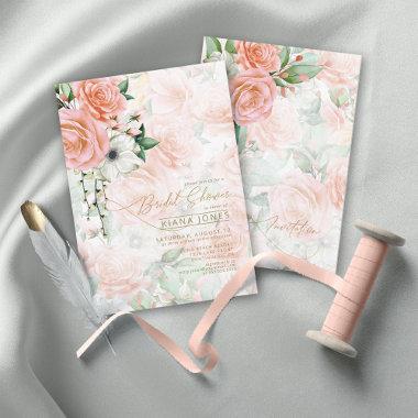 Rose Garden Bridal Shower Peach ID764 Invitations