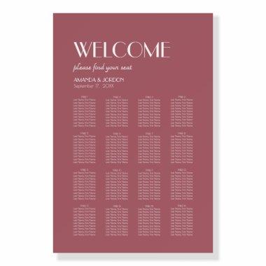 Rose Garden | Dark Rose Seating Chart Welcome Sign