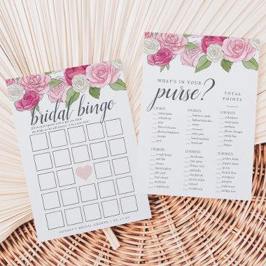 Rosé Garden Double-Sided Bridal Shower Game Invitations