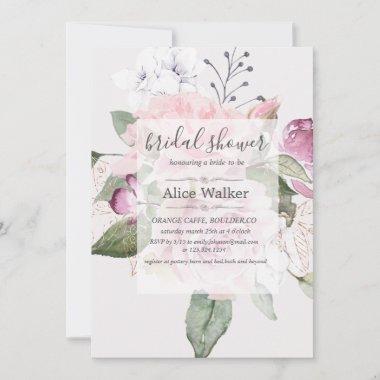 Rose Garden floral Bridal Shower Invitations