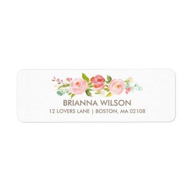 Rose Garden Floral White Return Address Label