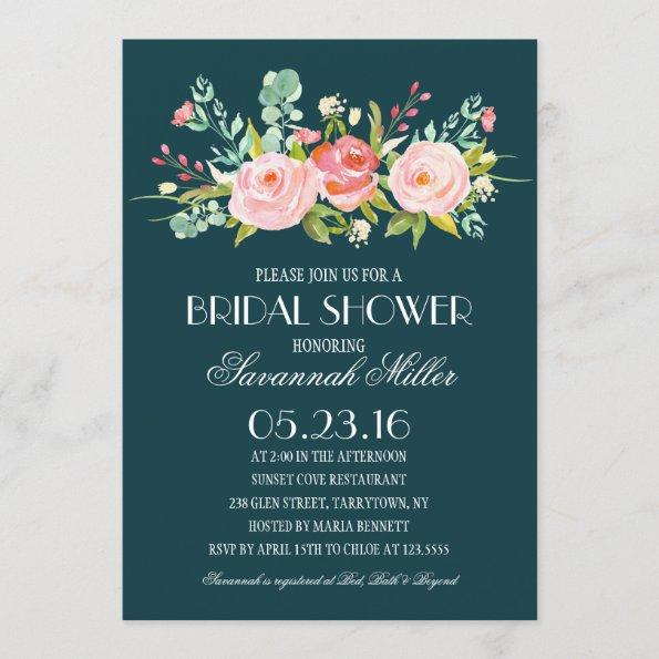 Rose Garden Navy | Bridal Shower Invitations