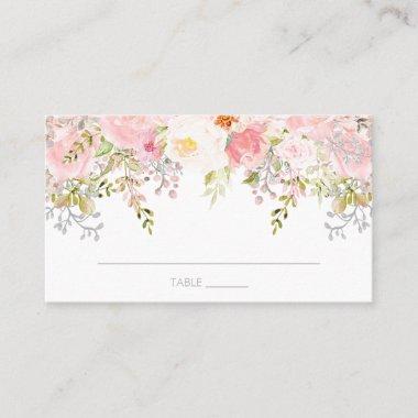 Rose Garden Pink Watercolor Floral Flat Place Invitations