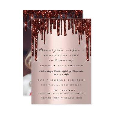 Rose Glitter Drip Marsala  Sweet 16th