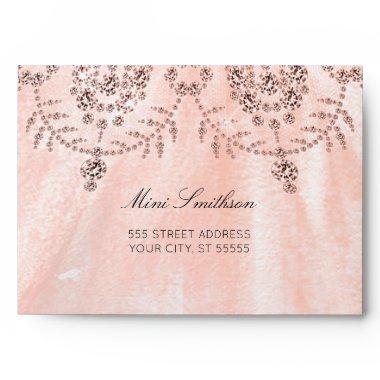 Rose God Dress Wedding Diamond RSVP Sweet 16th 15t Envelope