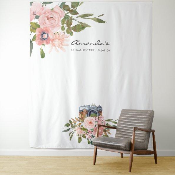 Rose Gold and Blush Pink Bridal Shower Photo Booth Tapestry