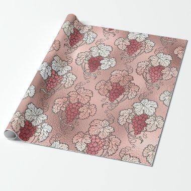 Rose Gold and Blush Pink French Wine themed Wrapping Paper