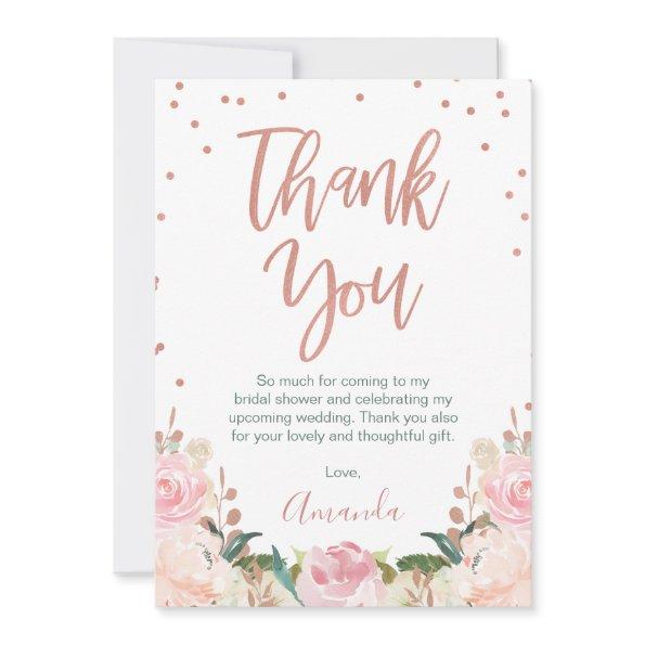 Rose Gold and Floral  Thank You