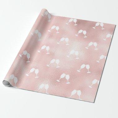 Rose Gold Antique French Wine themed Wrapping Paper