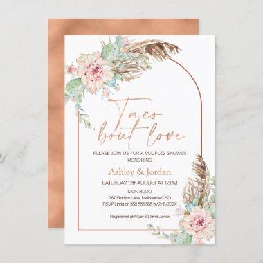 Rose Gold Arch Taco 'bout Love Boho Couples Shower Invitations
