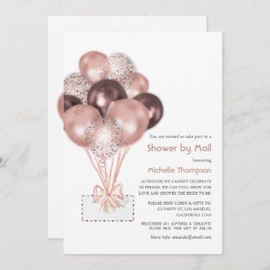 Rose Gold Balloon Baby or Bridal Shower by Mail Invitations