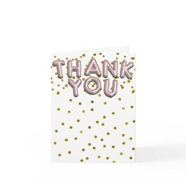 Rose Gold Balloons Confetti Dots Thank You Invitations