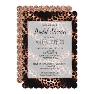 Rose Gold Black Leopard Invitations