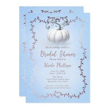 Rose Gold Blue Storybook White Pumpkin Bridal