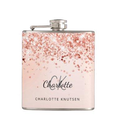 Rose gold blush pink best friends flask