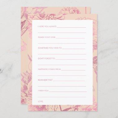 Rose Gold Blush Pink Floral Bridal Shower Advice Invitations