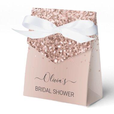 Rose Gold - Blush Pink Glitter Bridal Shower Favor Boxes