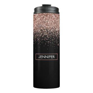 Rose Gold Blush Pink Glitter Girly Monogram Name Thermal Tumbler