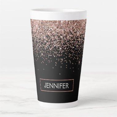 Rose Gold Blush Pink Glitter Monogram Girly Latte Mug