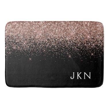 Rose Gold Blush Pink Glitter Monogram Initials Bath Mat