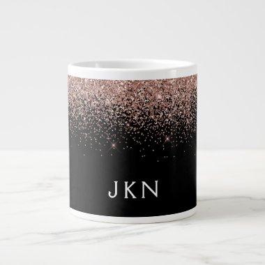 Rose Gold Blush Pink Glitter Monogram Initials Giant Coffee Mug