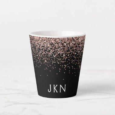 Rose Gold Blush Pink Glitter Monogram Initials Latte Mug