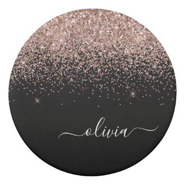 Rose Gold Blush Pink Glitter Script Monogram Girly Eraser