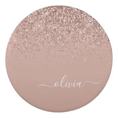 Rose Gold Blush Pink Glitter Script Monogram Girly Eraser