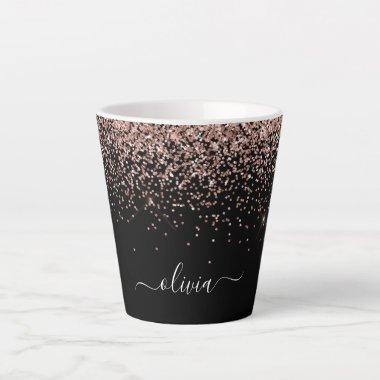 Rose Gold Blush Pink Glitter Script Monogram Girly Latte Mug