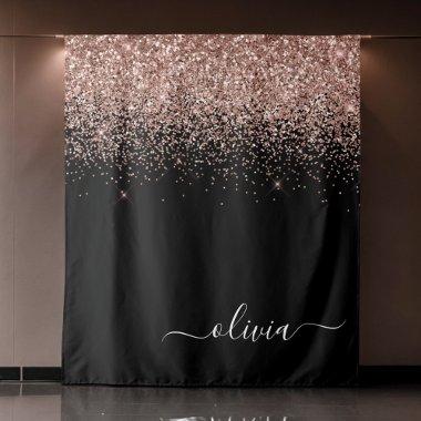 Rose Gold Blush Pink Glitter Script Monogram Girly Tapestry