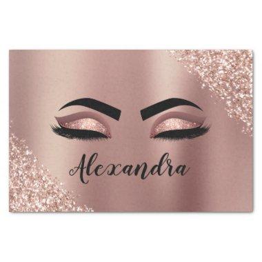 Rose Gold Blush Pink Monogram Glitter Eyelashes Tissue Paper