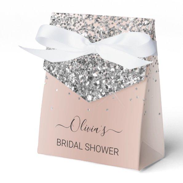 Rose Gold Blush Pink Silver Glitter Bridal Shower Favor Box
