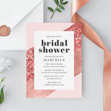 Rose Gold, Blush & Sequin Bridal Shower Invitations